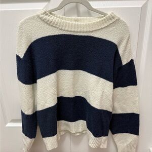 American Eagle Outfitters Navy and Cream Striped Sweater